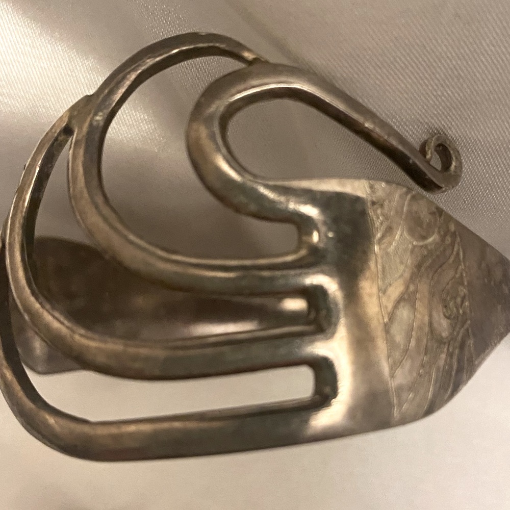 Cuff bracelet in silver plate made from an antique fork